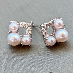 Akoya Pearl and Diamond stub earrings